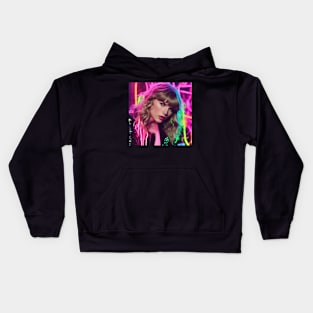 Taylor swift inspired neon light art Kids Hoodie